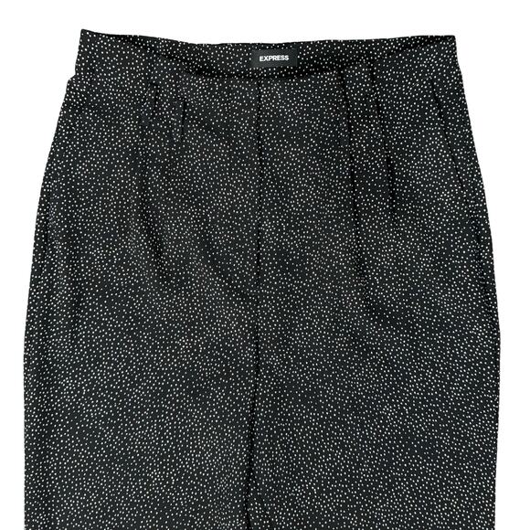 Express Black White Polka Dot Tapered Pleated Ankle High Rise Dress Pants sz 14 - Picture 9 of 11